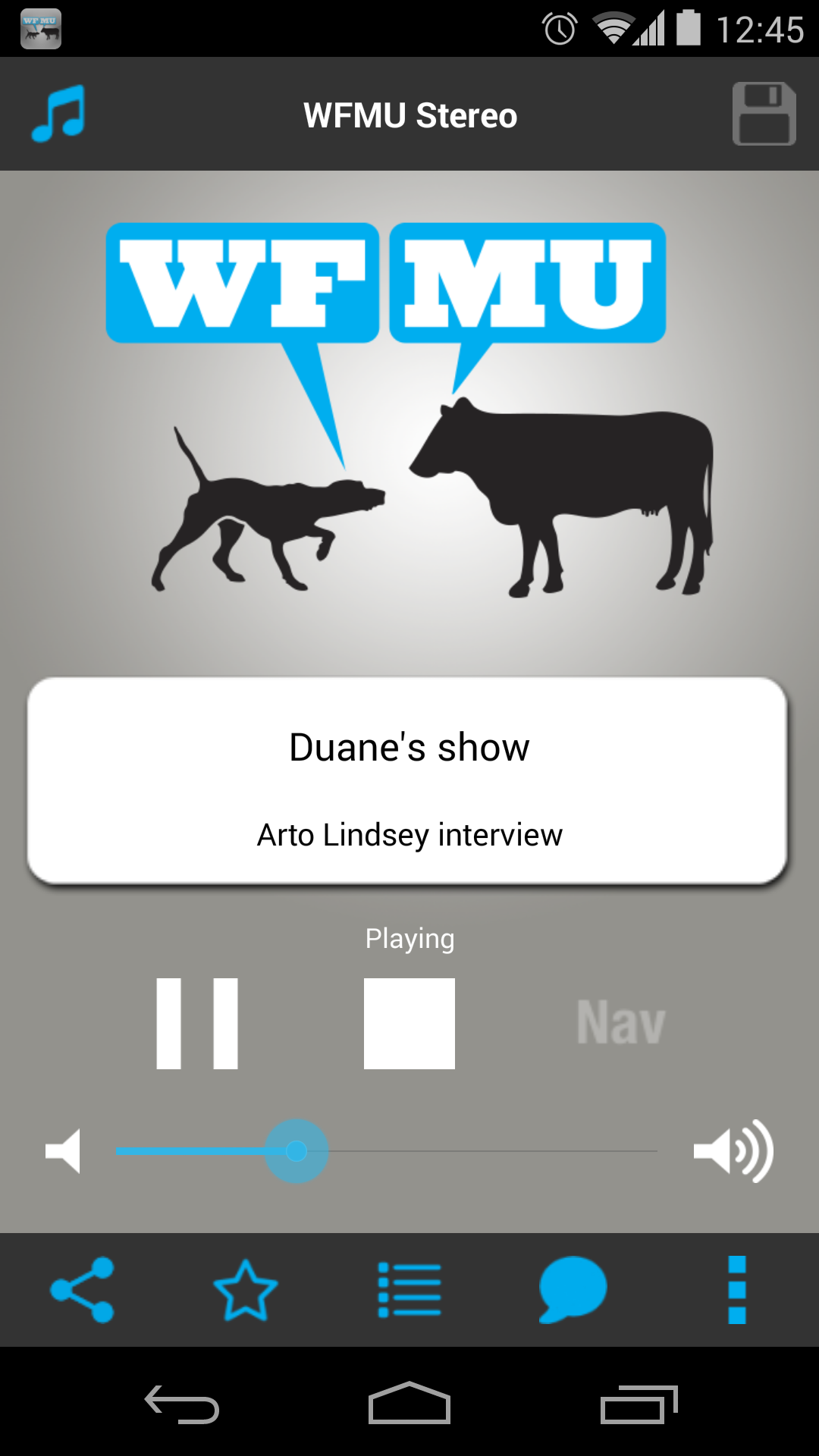 WFMU Android App Screenshot